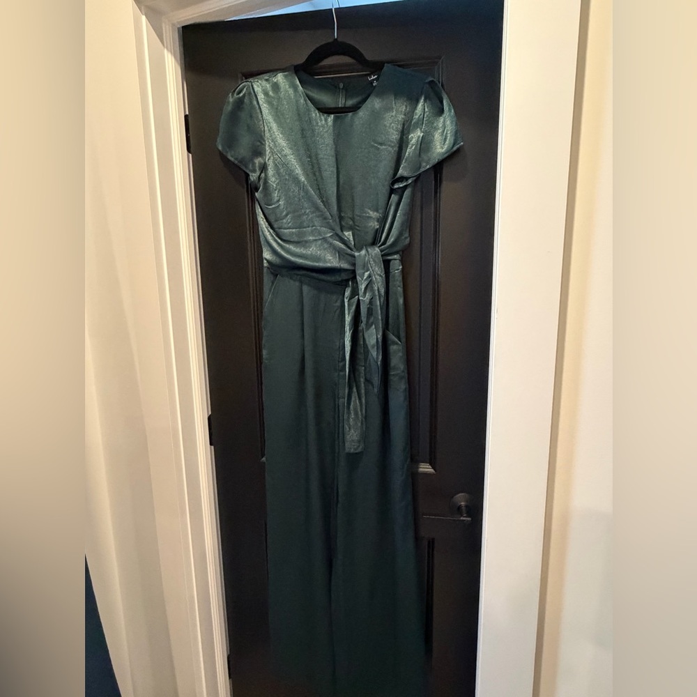 Lulu's Deep Teal Tie-Waist Jumpsuit